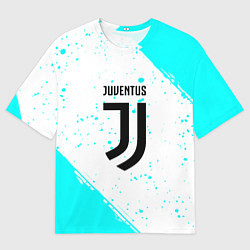 Футболка оверсайз мужская Ювентус краски голубые, цвет: 3D-принт