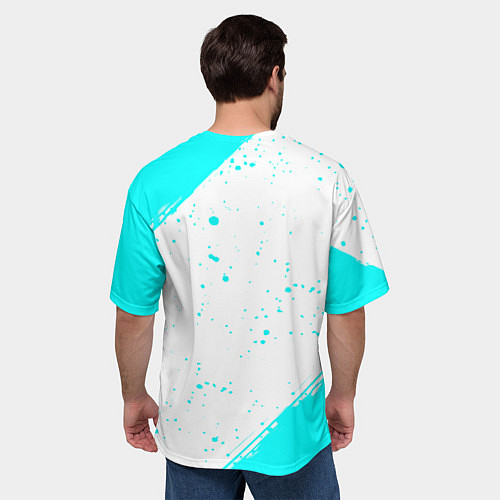 Мужская футболка оверсайз Ювентус краски голубые / 3D-принт – фото 4