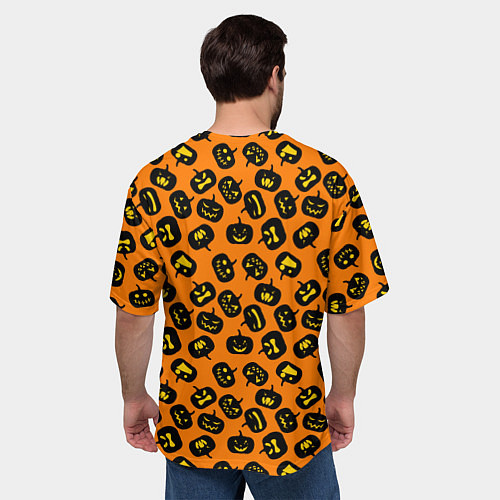 Мужская футболка оверсайз Тыквенный хэллоуин узор / 3D-принт – фото 4