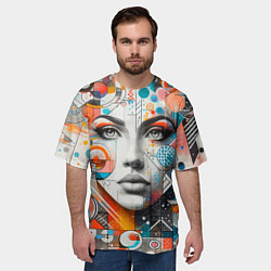 Футболка оверсайз мужская Лицо прекрасной девушки - граффити, цвет: 3D-принт — фото 2