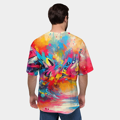 Мужская футболка оверсайз Красочная абстракция - импрессионизм / 3D-принт – фото 4