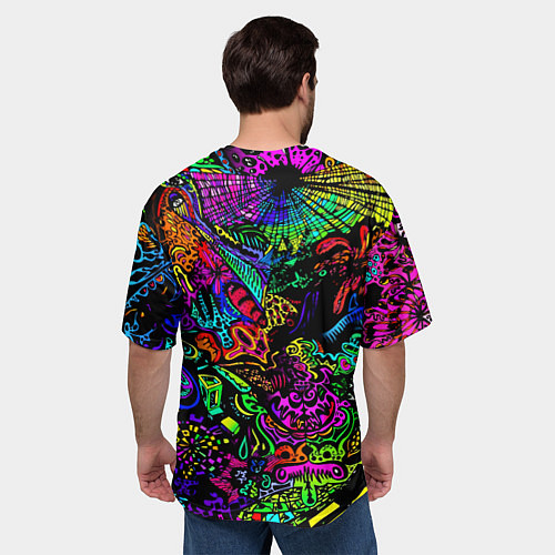 Мужская футболка оверсайз Samurai optical sreel logo / 3D-принт – фото 4