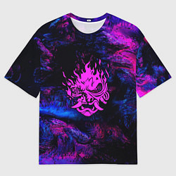 Футболка оверсайз мужская Cyberpunk неоновые краски, цвет: 3D-принт