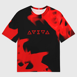 Футболка оверсайз мужская Ведьмак лого огонь, цвет: 3D-принт