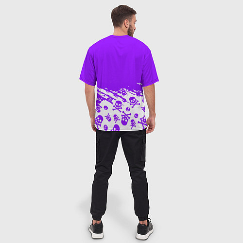 Мужская футболка оверсайз Fortnite skull pattern / 3D-принт – фото 4