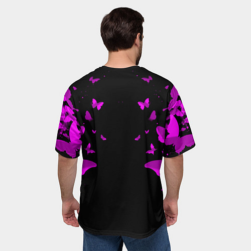 Мужская футболка оверсайз Fortnite buterfly neon / 3D-принт – фото 4