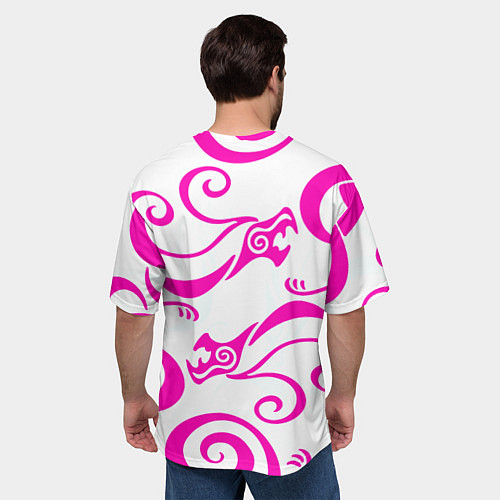 Мужская футболка оверсайз Samurai dragon steel / 3D-принт – фото 4