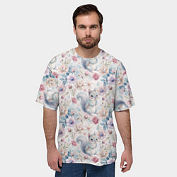 Футболка оверсайз мужская Бельчонок в цветах, цвет: 3D-принт — фото 2