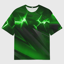 Мужская футболка оверсайз Яркая зеленая объемная абстракция