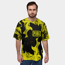 Футболка оверсайз мужская PUBG жёлтый огонь, цвет: 3D-принт — фото 2