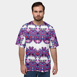 Футболка оверсайз мужская Узорчатый фиолетовый орнамент, цвет: 3D-принт — фото 2
