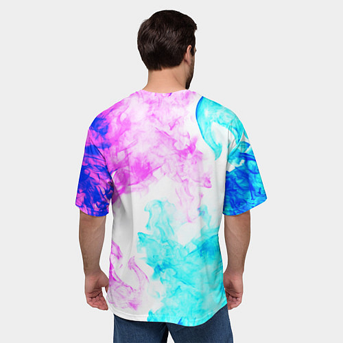 Мужская футболка оверсайз Ведьмак неоновый дым / 3D-принт – фото 4
