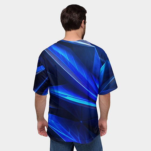 Мужская футболка оверсайз Синяя геометрическая абстракция / 3D-принт – фото 4