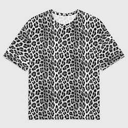 Футболка оверсайз мужская Черно-белая шкура леопарда, цвет: 3D-принт