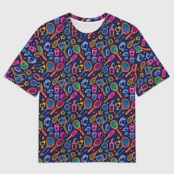 Мужская футболка оверсайз Яркий неоновый принт спортивный