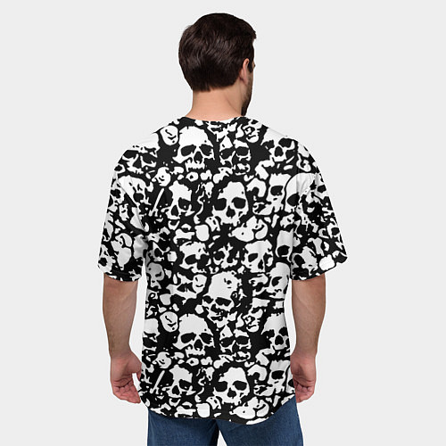 Мужская футболка оверсайз Rainbow six pattern skull / 3D-принт – фото 4