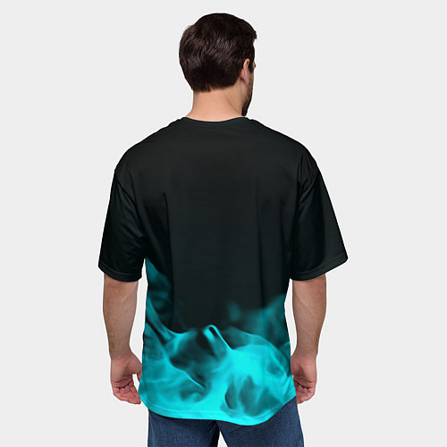 Мужская футболка оверсайз Portal fire blue / 3D-принт – фото 4