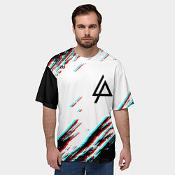 Футболка оверсайз мужская Linkin park краски глитч, цвет: 3D-принт — фото 2