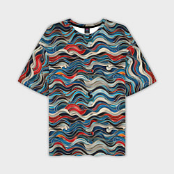 Мужская футболка оверсайз Разноцветные абстрактные волны