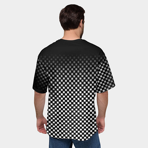 Мужская футболка оверсайз Россия клетка паттерн / 3D-принт – фото 4