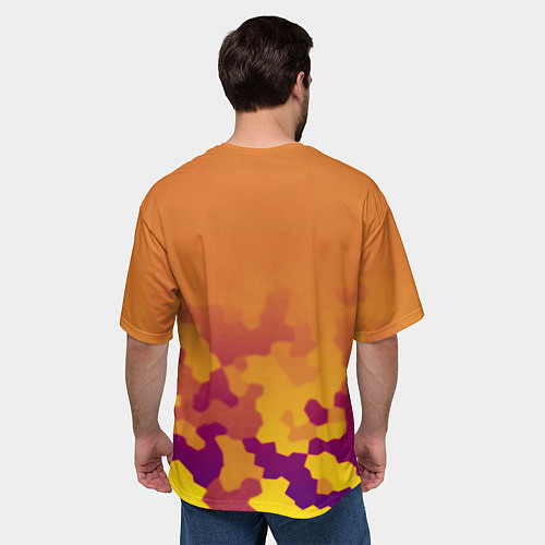 Мужская футболка оверсайз Герб РФ текстура камуфляж / 3D-принт – фото 4