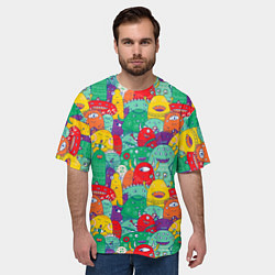 Футболка оверсайз мужская Разноцветные монстрики, цвет: 3D-принт — фото 2