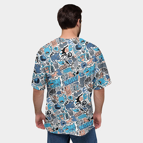 Мужская футболка оверсайз Дудл животные и монстры / 3D-принт – фото 4