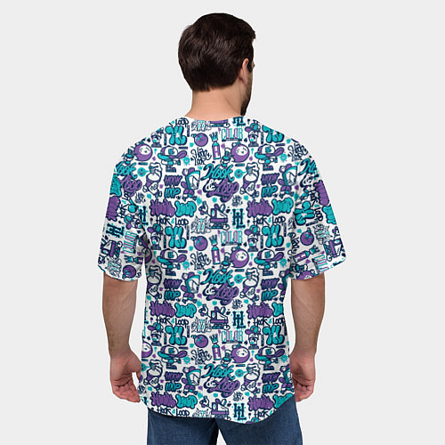 Мужская футболка оверсайз Граффити крючок и петля / 3D-принт – фото 4