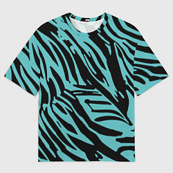 Мужская футболка оверсайз Чёрно-голубой полосатый