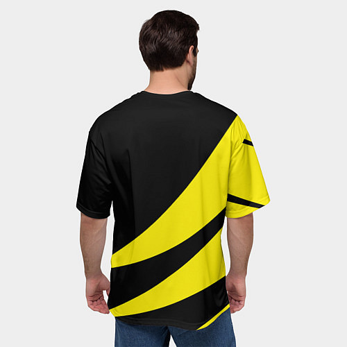 Мужская футболка оверсайз Россия текстура жёлтый / 3D-принт – фото 4