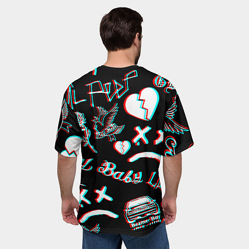 Мужская футболка оверсайз Lil Peep logo glitch / 3D-принт – фото 4