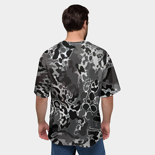 Мужская футболка оверсайз Чёрно-серый абстракция / 3D-принт – фото 4