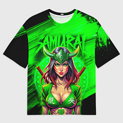 Футболка оверсайз мужская Девушка самурай с рогами, цвет: 3D-принт