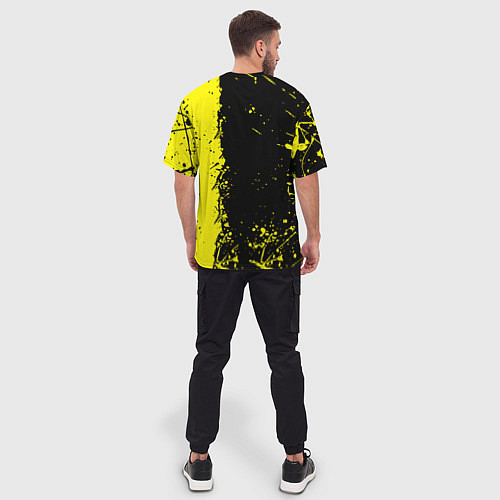 Мужская футболка оверсайз Borussia fc краски / 3D-принт – фото 4