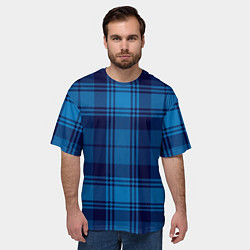 Футболка оверсайз мужская Синяя клетка, цвет: 3D-принт — фото 2