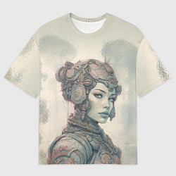 Футболка оверсайз мужская Кибернетическая девушка воин, цвет: 3D-принт
