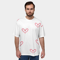 Футболка оверсайз мужская Сердца, цвет: 3D-принт — фото 2