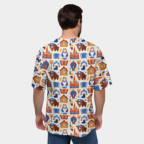 Мужская футболка оверсайз Славянский узор с матрёшкой - русская душа паттерн / 3D-принт – фото 4