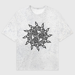 Футболка оверсайз мужская Оккультный символ воина - трискелион, цвет: 3D-принт