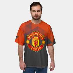 Футболка оверсайз мужская Манчестер Юнайтед полигональный красный, цвет: 3D-принт — фото 2