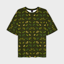 Мужская футболка оверсайз Абстрактные зелено - золотые кольца