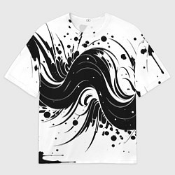 Футболка оверсайз мужская Чёрно-белая абстракция нейросеть, цвет: 3D-принт