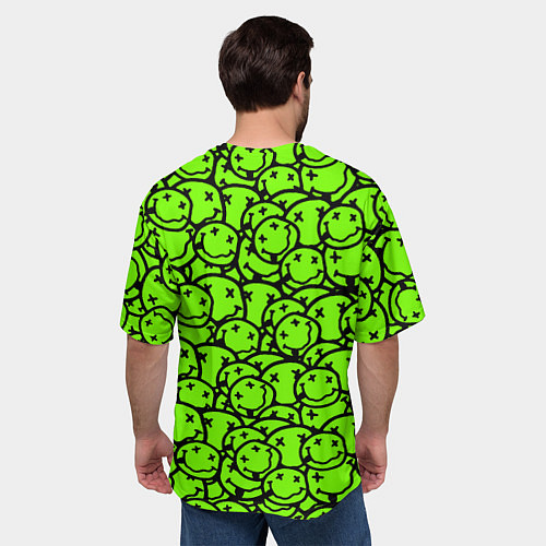 Мужская футболка оверсайз Nirvana green logo smile / 3D-принт – фото 4