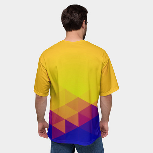 Мужская футболка оверсайз Желтая геометрия - спорт Россия с гербом / 3D-принт – фото 4