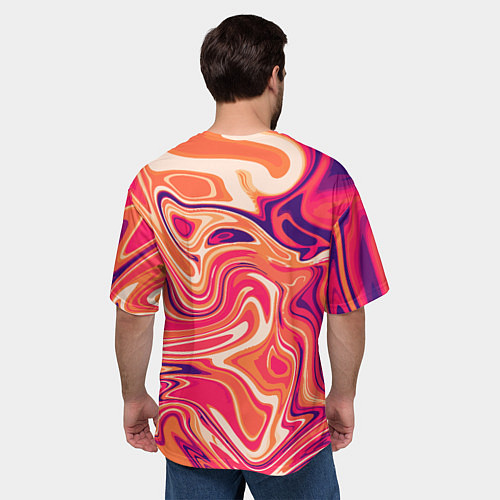 Мужская футболка оверсайз Абстракция кислотно мраморный фон / 3D-принт – фото 4