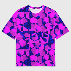 Мужская футболка оверсайз Абстракция темно фиолетовый геометрический фон