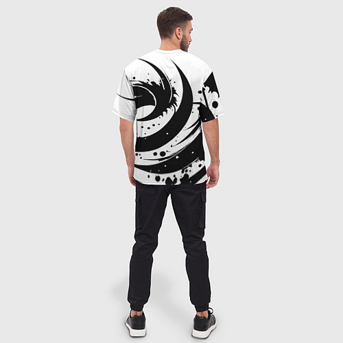 Мужская футболка оверсайз Ai art black and white abstraction / 3D-принт – фото 4