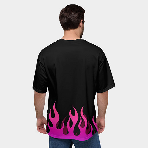 Мужская футболка оверсайз Розовый огонь Куроми / 3D-принт – фото 4