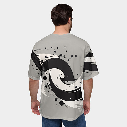 Мужская футболка оверсайз Инь-янь абстракция - нейроарт / 3D-принт – фото 4
