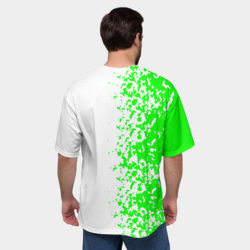 Мужская футболка оверсайз Xbox кислотные зеленые краски / 3D-принт – фото 4